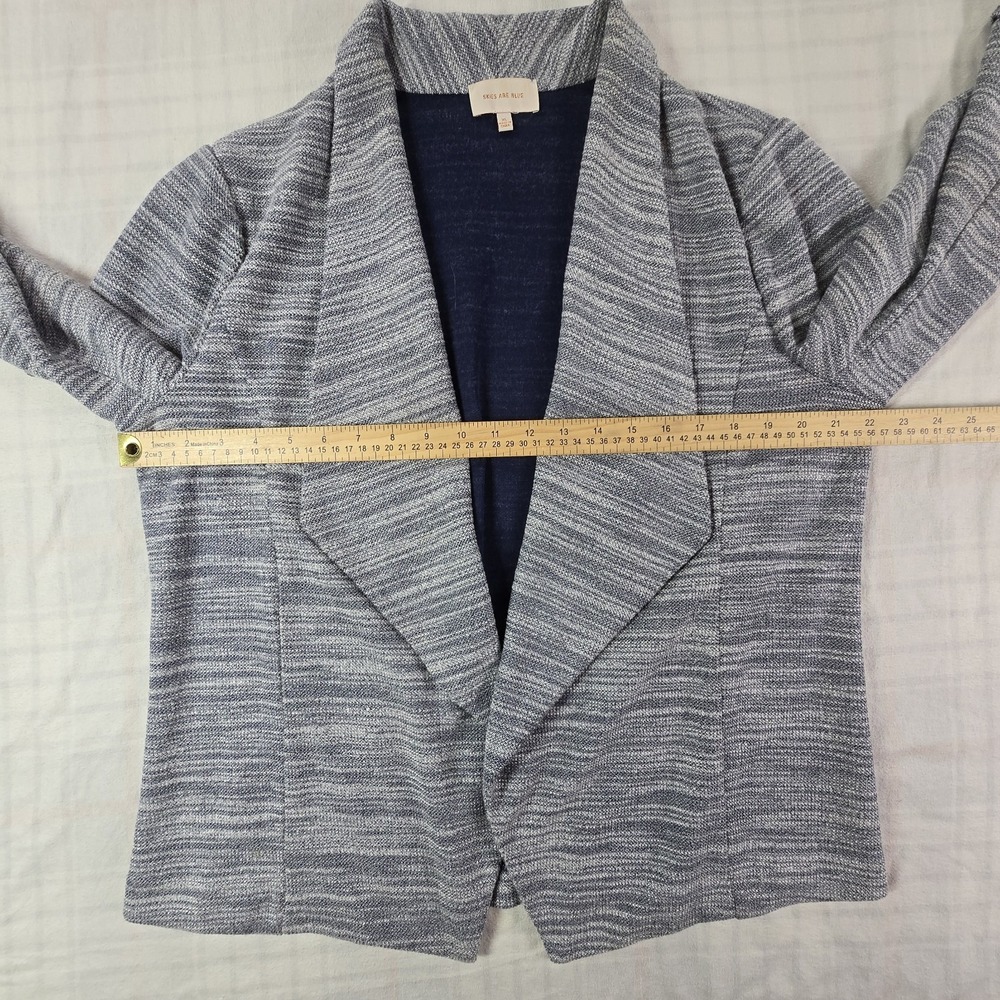 Skies Are Blue Tweed Knit Blazer Women's Open Front Waterfall Blue Spacedye XL - Picture 5 of 12
